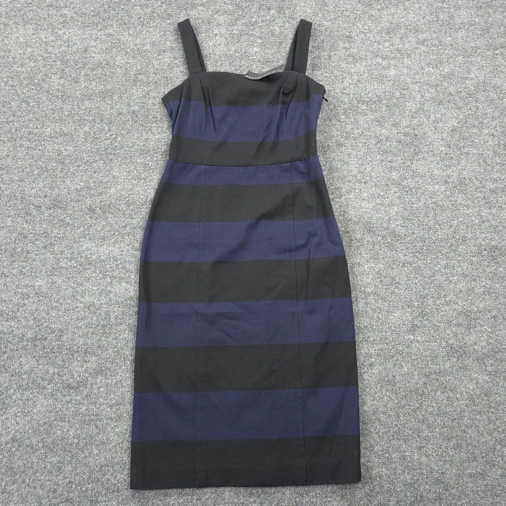 Banana‎ Republic Dress Womens Size 4 Black Blue Striped Square Neck Casual NWT